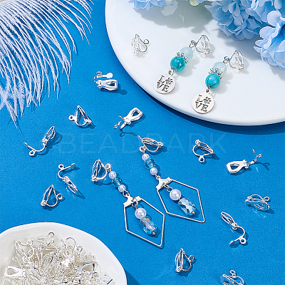 30 Pairs 925 Sterling Silver Clip-on Earring Findings STER-PH0005-01S-1