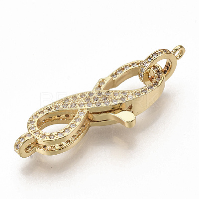 Brass Micro Pave Clear Cubic Zirconia Lobster Claw Clasps ZIRC-S066-011-1