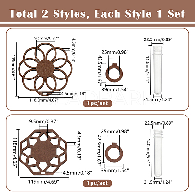 2 Sets 2 Styles Wall Hanging Terrarium Planter with Plastic Tube ODIS-GA0001-53C-1