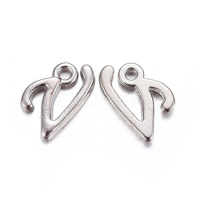 Platinum Plated Alloy Letter Pendants PALLOY-J718-01P-V-1