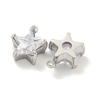 304 Stainless Steel Cubic Zirconia Pendants STAS-L278-008P-1