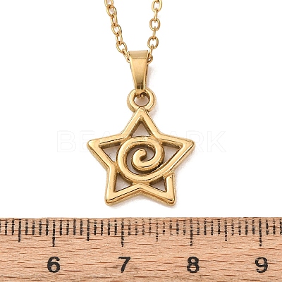 304 Stainless Steel Star Pendant Cable Chain Necklaces for Men Women NJEW-K308-01B-G-1