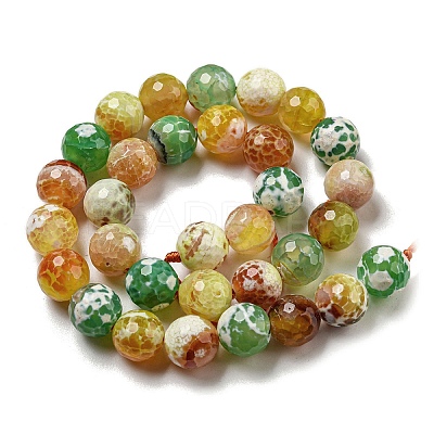 Faceted Natural Fire Crackle Agate Beads Strands G-F447-12mm-M01-1