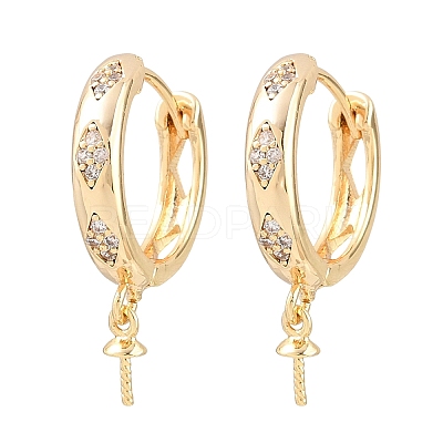 Brass Micro Pave Clear Cubic Zirconia Huggie Hoop Earring Findings KK-CBA2DE6-16G-1
