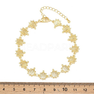 Brass Micro Pave Clear Cubic Zirconia Link Chain Bracelets for Women BJEW-A090-11A-G-1
