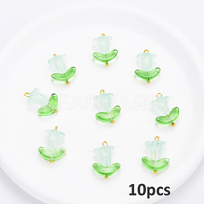 10Pcs Glass Pendants PALLOY-YW00040-07-1