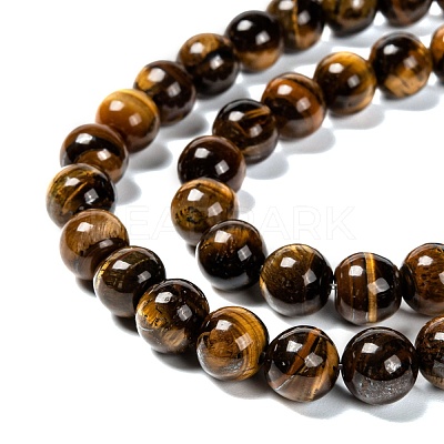Natural Grade AB Tiger Eye Round Beads Strands G-O047-02-10mm-1