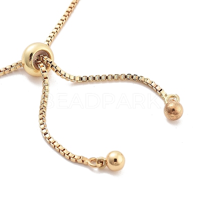 Brass Pave Clear Cubic Zirconia Square Box Chain Slider Bracelets BJEW-B094-10A-G-1