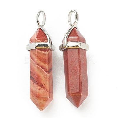 Natural Red Line Jasper Pointed Pendants G-M378-01P-A34-1