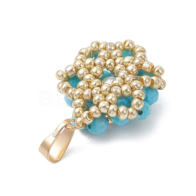 Dyed Natural Magnesite Faceted Round Cluster Flower Pendants PALLOY-MZ01197-05-1