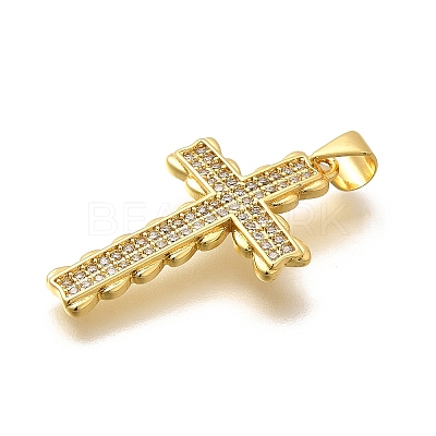 Rack Plating Brass Micro Pave Cubic Zirconia Pendants KK-L226-005G-09-1