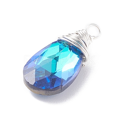 Faceted Glass Pendants PALLOY-JF01370-01-1