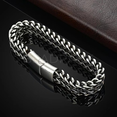 Punk Style 304 Stainless Steel Curb Chain Bracelets for Men WGFAED6-04-1