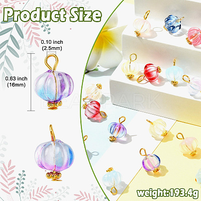 100Pcs 10 Colors Transparent Spray Paint Glass Pendants PALLOY-CJ00123-1