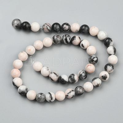 Natural Pink Zebra Jasper Beads Strands G-P231-01-4mm-1