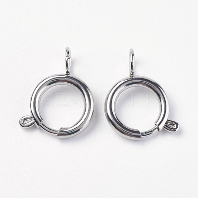 Tarnish Resistant 304 Stainless Steel Smooth Surface Spring Ring Clasps STAS-E143-03B-P-1