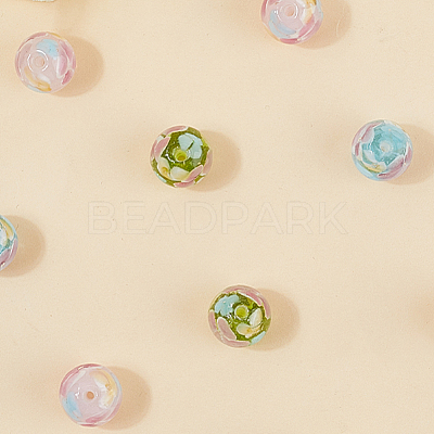 30Pcs 3 Colors Round Lampwork Beads LAMP-LT0001-01-1