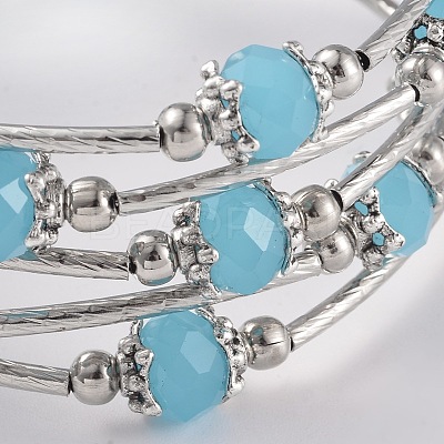 Five Loops Imitation Jade Glass Beaded Wrap Bracelets BJEW-JB02125-1