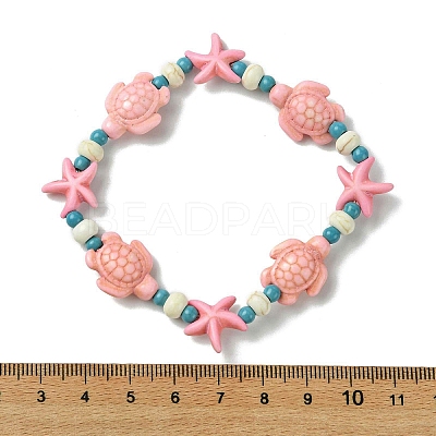 Synthetic Turquoise Beaded Stretch Bracelets for Women BJEW-JB13597-01-1