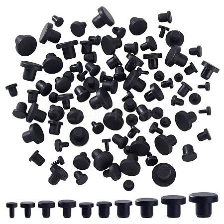 100Pcs 10 Styles Silicone Hole Plugs AJEW-NB0007-79-1