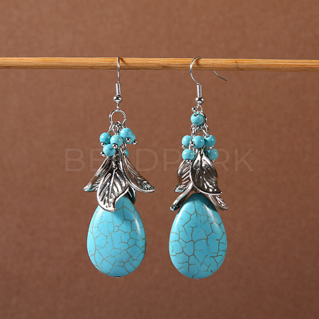 Bohemian tassel turquoise earrings JU8957-11-1