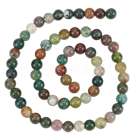2 Strands Round Natural Indian Agate Gemstone Beads Strands G-AN0001-03-1