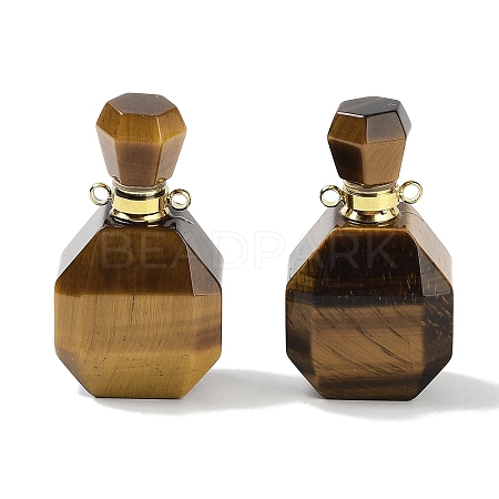 Natural Tiger Eye Perfume Bottle Pendants G-Q163-10G-07-1