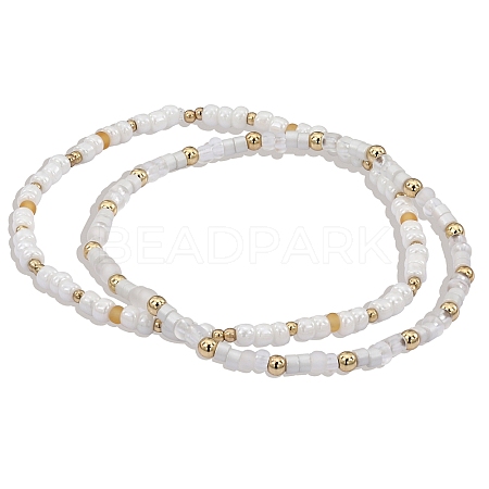 2Pcs 2 Styles Glass Seed Beads Stretch Bracelet Sets BJEW-SW001591-1