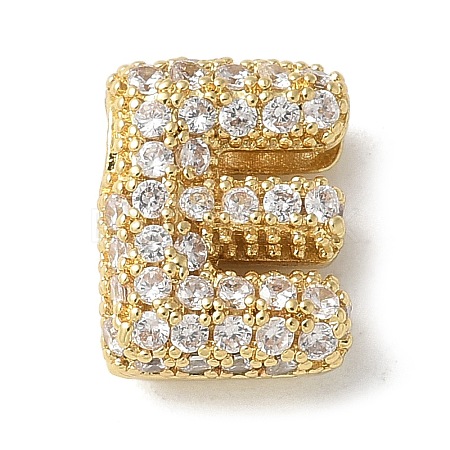 Brass Micro Pave Cubic Zirconia Beads KK-P290-61G-E-1