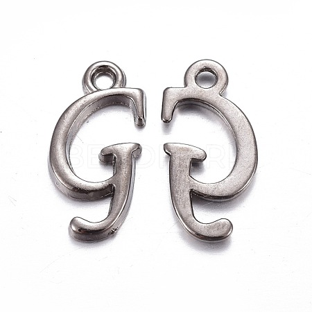 Gunmetal Plated Alloy Letter Pendants PALLOY-J718-01B-G-1