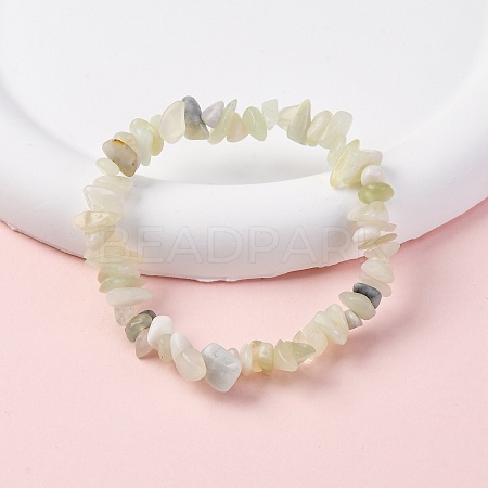 Unisex Chip Natural New Jade Beaded Stretch Bracelets BJEW-S143-50-1