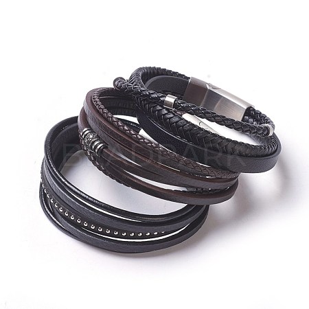 Leather Cord Multi-strand Bracelets BJEW-F368-02-1