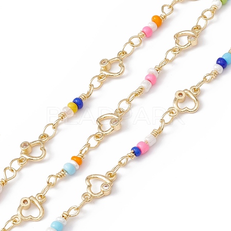 Handmade Eco-friendly Brass Heart Link Chain CHC-E025-30G-1