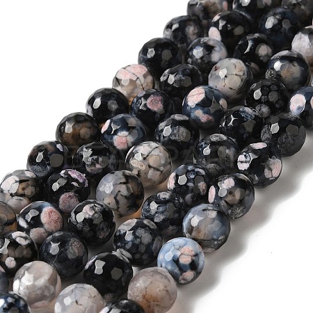 Dyed & Heated Natural Fire Crackle Agate Beads Strands G-P539-C01-06-1