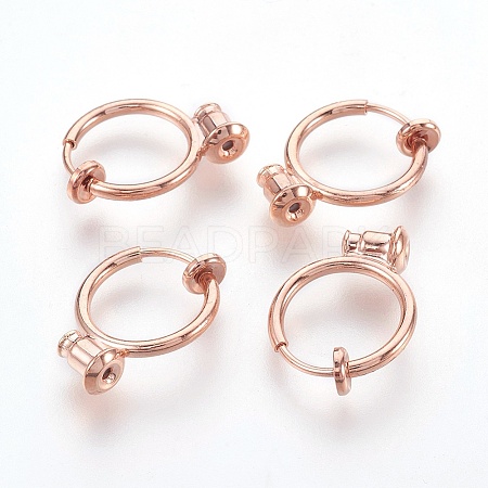 Brass Clip-on Hoop Earrings KK-L168-04RG-1