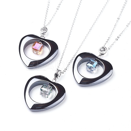 Non-Magnetic Synthetic Hematite Pendant Necklaces X-NJEW-JN01885-1