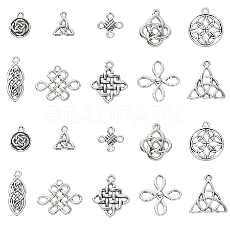 100Pcs 10 Styles Tibetan Style Alloy Pendants TIBEP-CJ0002-45-1