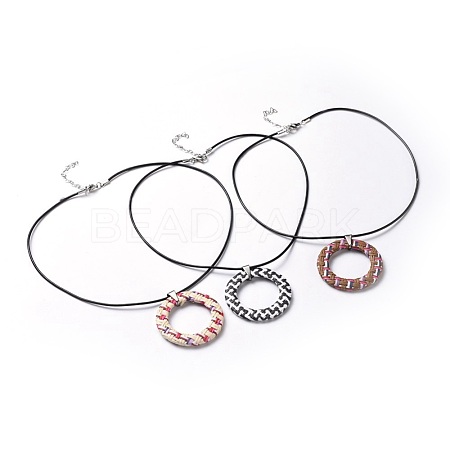 Raffia Woven Pendants Necklaces NJEW-JN02359-1