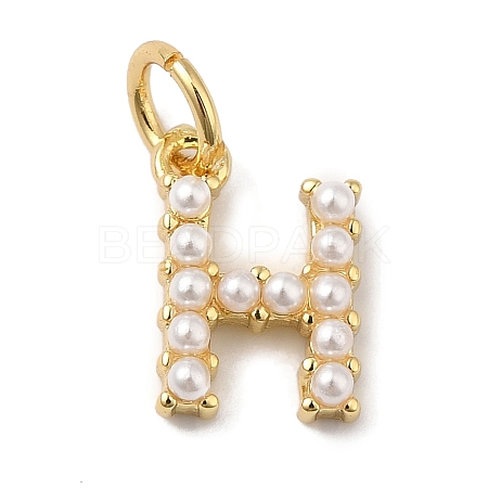 Rack Plating Brass with ABS Plastic Imitation Pearl Charms KK-B092-30H-G-1