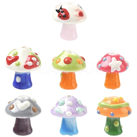 7Pcs 7 Colors Handmade Lampwork Bumpy Beads LAMP-YW0001-94-1