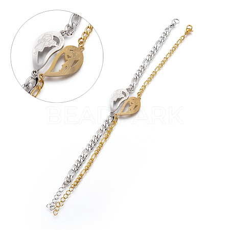 Couples 304 Stainless Steel Link Bracelets Sets BJEW-I283-11-1