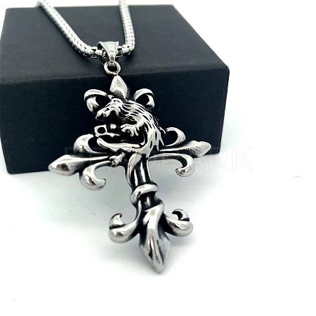 Vintage Gothic Cross Tengu Pendant 304 Stainless Steel Necklaces MY8388-1
