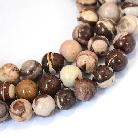 Natural Zebra Jasper Round Bead Strands X-G-E334-4mm-12-1
