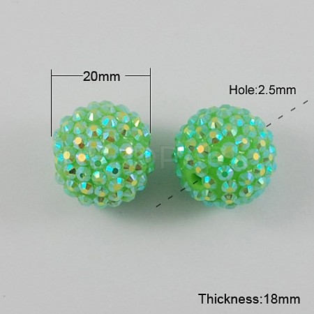 AB Color Chunky Round Resin Rhinestone Bubblegum Ball Beads X-RESI-S256-20mm-SAB14-1