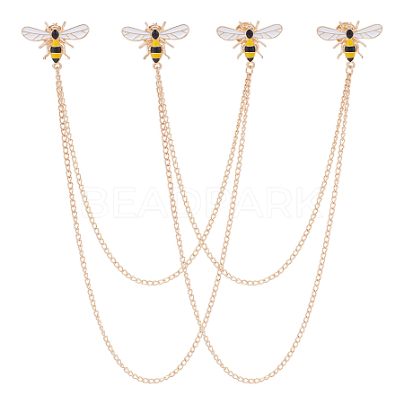 Alloy Bees Hanging Chain Brooch JEWB-WH0026-21KCG-1