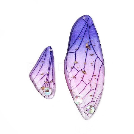 Epoxy Resin Butterfly Wing Pendants RESI-T057-89B-1