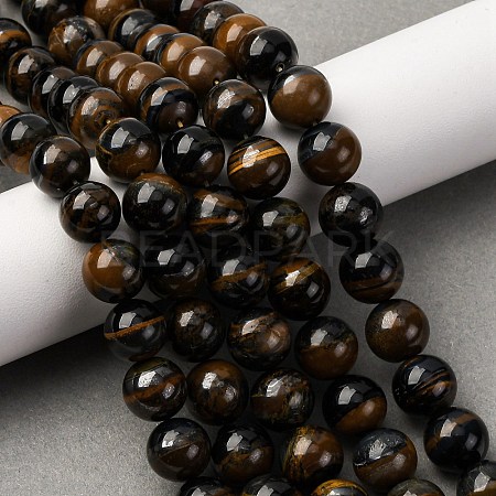 Dyed Natural Blue Tiger Iron Beads Strands G-G286-A02-10mm-1