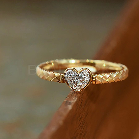 Heart 925 Sterling Silver Micro Pave Clear Cubic Zirconia Finger Rings FS-WGC3F33-02-1