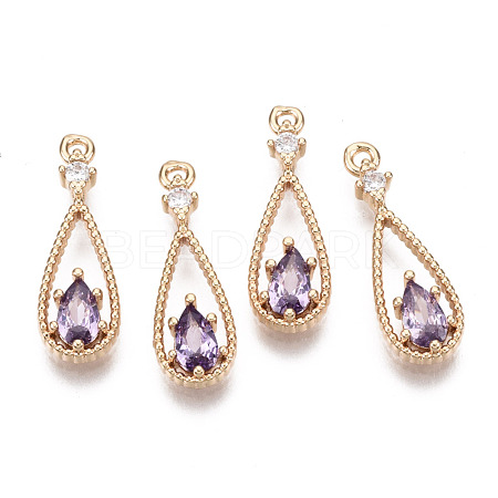 Brass Micro Pave Cubic Zirconia Pendants KK-R111-003-A03-1