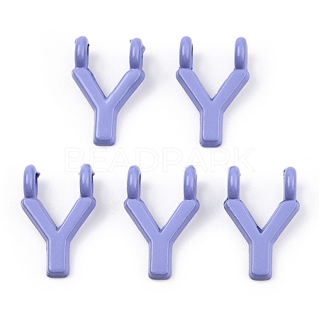 Rack Plating Spray Painted Alloy 2-Loop Link Pendants PALLOY-N176-01Y-1